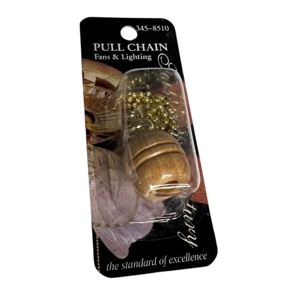 Turn Of The Century Vintage Fan Lighting Pull Chain Wood Bead/Brass Chain NEW